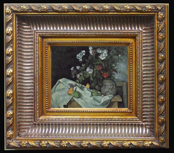 framed  Paul Cezanne Still Life with Flowers and Fruit, Ta024-3
